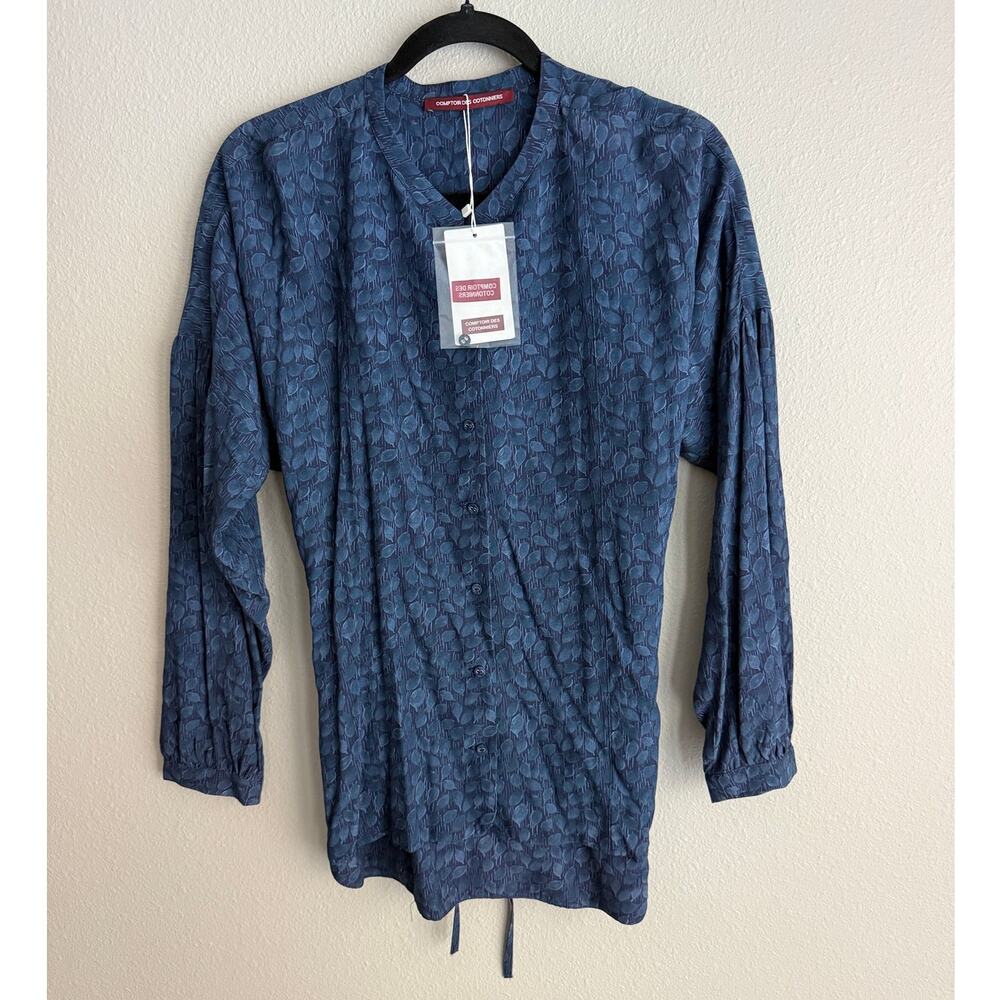 NWT Comptoir des Cotonniers Womens Sz M Button Down Longsleeve Shirt Tie Back